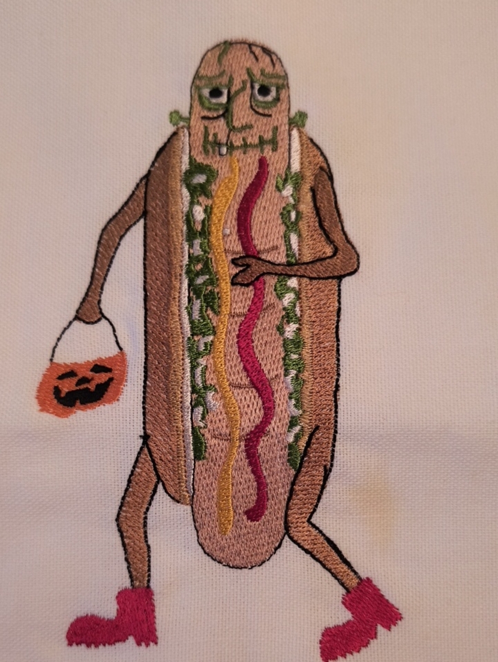 Frank-N-Stein Hotdog Halloween Tea Towel - Picture 3 of 11